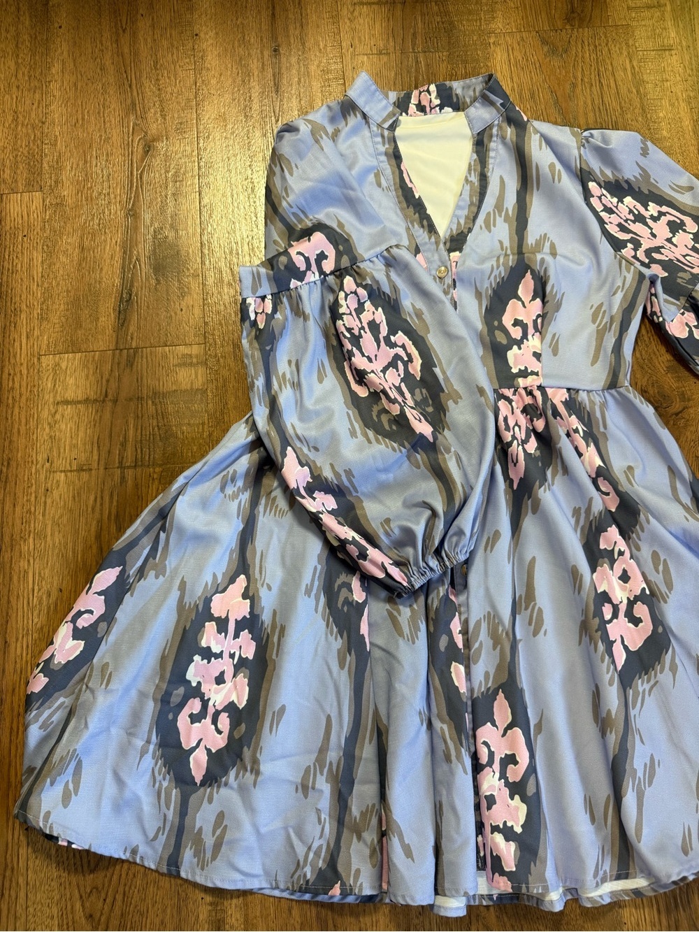 Floral Blue and Pink Women's Dress Size L